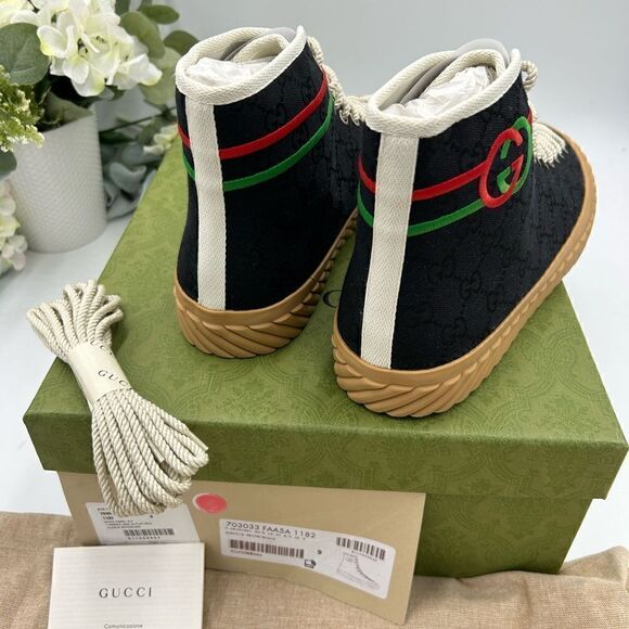 Men’s Gucci interlocking G high top sneakers size 9 made in Spain - Picture 5 of 9